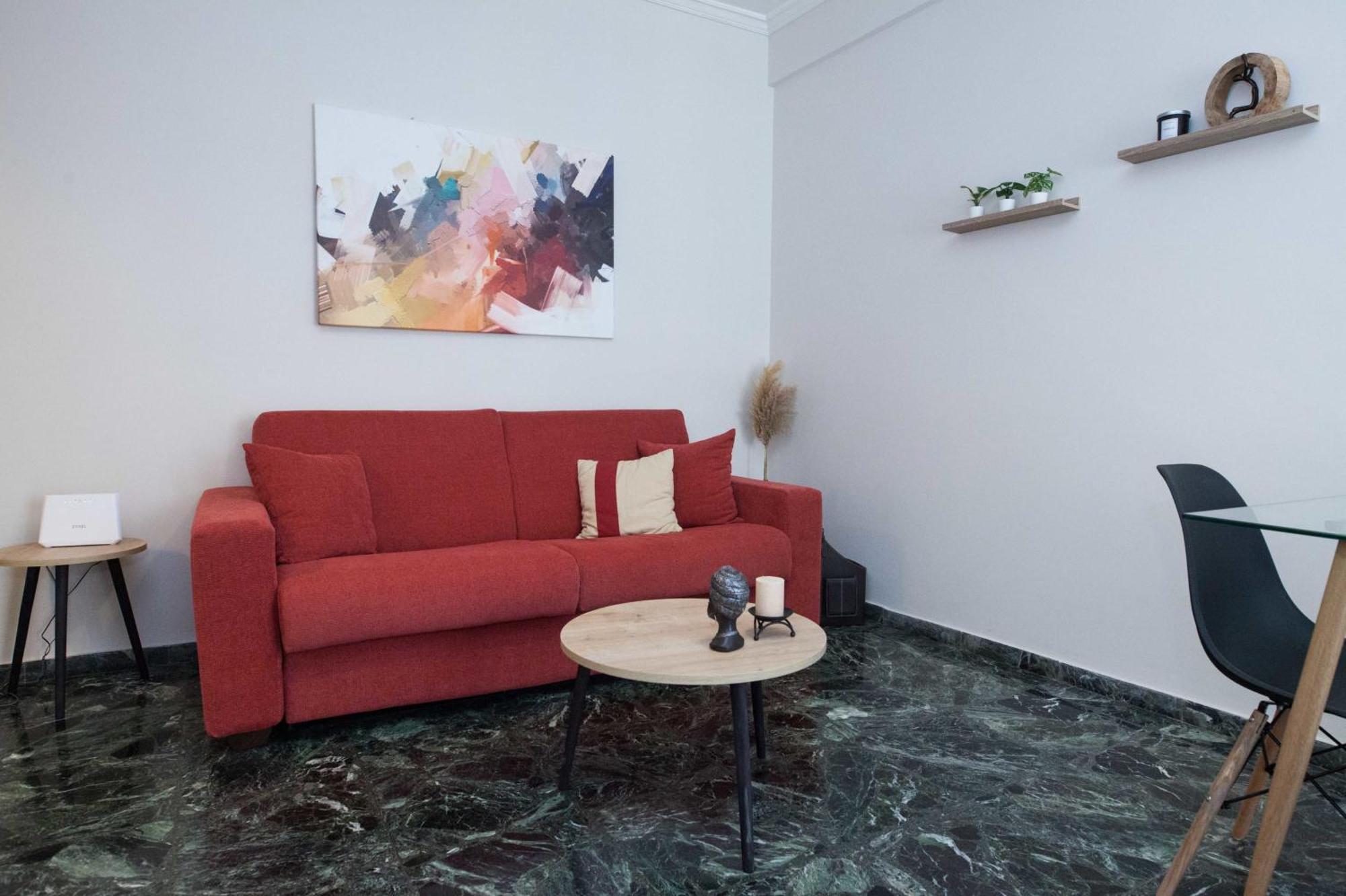 Modern 1 Bd Balcony Apt Near Metro In Kato Patisia Aten Exteriör bild